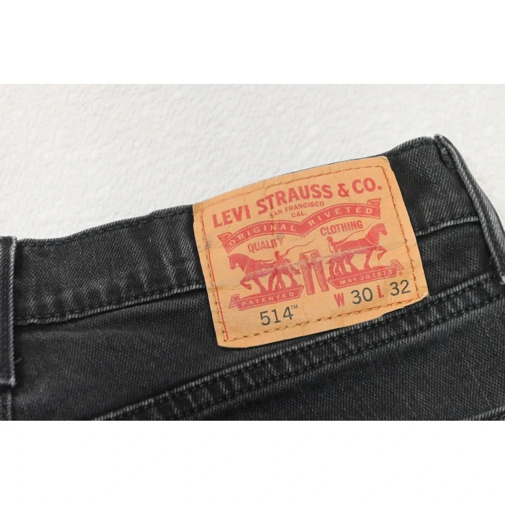 Levi's 514 Straight Fit Jeans Mens 30x32 Black Stretch Denim Rugged